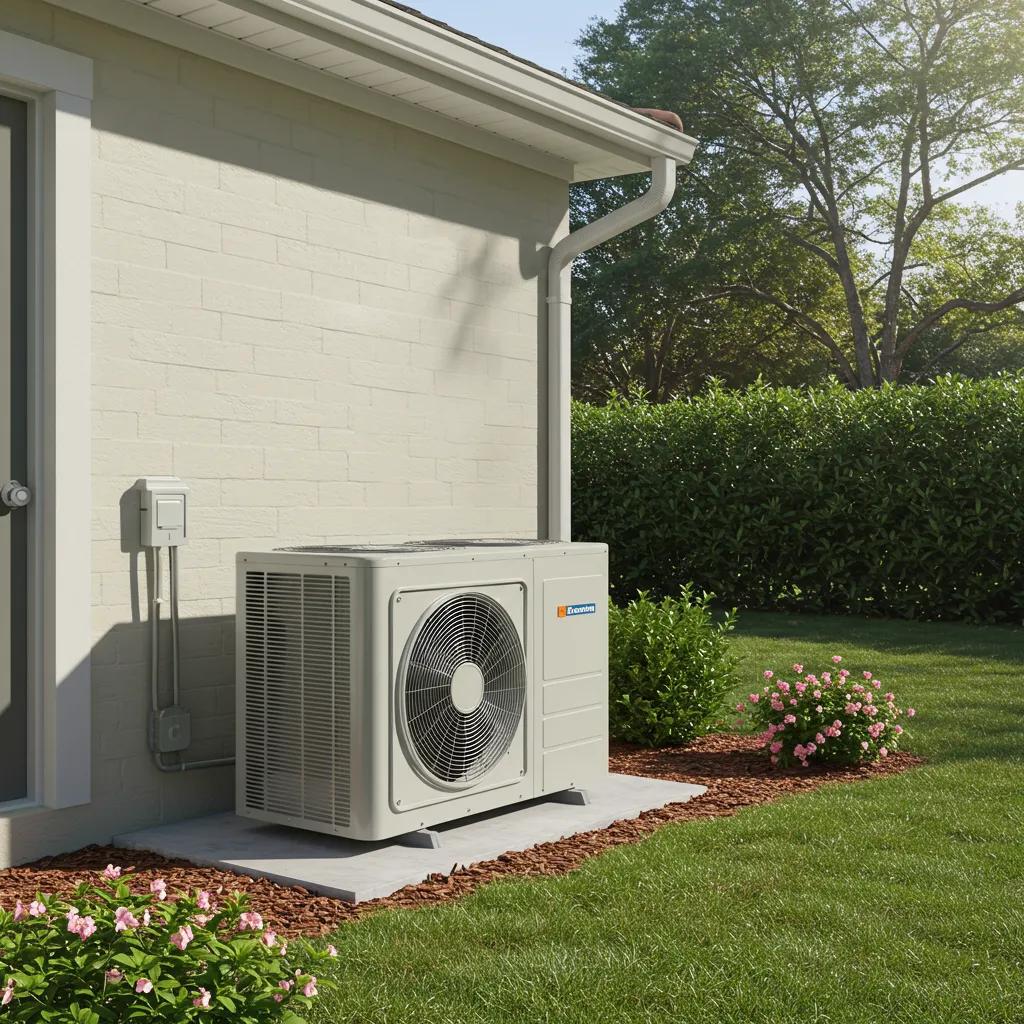 Modern heat pump system installed outside a home in Florida, emphasizing energy efficiency and comfort